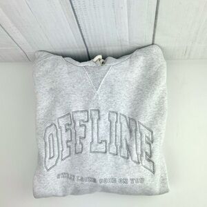 OFFLINE BY AERIE Cloud Fkeece Gray Hooded Pullover Size XS 🩶 Oversized